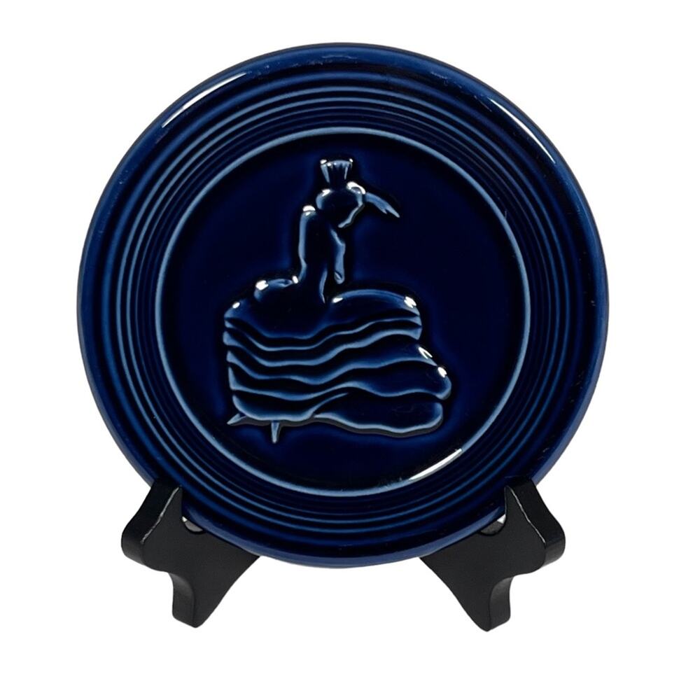 Fiesta Cobalt Blue Ceramic 6-Inch 6” Vintage Trivet Bread Basket Warmer Vintage